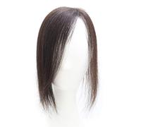Real Human Hair Toppers 11" Clip in Mono Top Crown Hairpieces for Thinning Hair Side Part (Dark Brown)