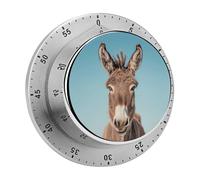 Real Image of Donkey Kitchen Timer 60 Minute Visual Wind Up Timers Indoor Mechanical Timers with Magnetic Base Stainless Steel Timer for Home Cooking Time Management Tool