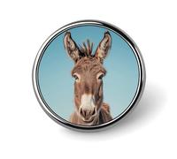 Real Image of Donkey Lapel Pin Fashion Brooch Pin Cute Button Badges Round Button Pins Enamel Pins Metal Pinback for Hat Shirt Clothing Bags Decoration, Circular, Aluminum, no gemstone