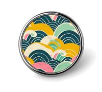 Real Image of Donkey Lapel Pin Fashion Brooch Pin Cute Button Badges Round Button Pins Enamel Pins Metal Pinback for Hat Shirt Clothing Bags Decoration, Retro Japanese Pattern, Circular