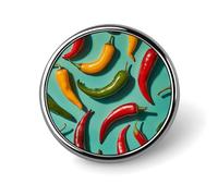 Real Image of Donkey Lapel Pin Fashion Brooch Pin Cute Button Badges Round Button Pins Enamel Pins Metal Pinback for Hat Shirt Clothing Bags Decoration, Chili Pepper Image, Circular