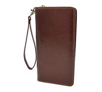 Real Italian Leather Travel Passport Wallet Cards ID Documents Boarding Pass Clutch Purse AVM10 Black Brown (Brown)