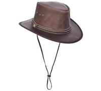 Real Leather Australian Bush Hat Outback Traveller Cowboy Style HL3341 Brown (UK, Alpha, XXL, Brown)