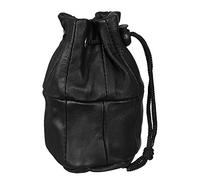 Real Leather Black Drawstring Bag Purse Pouch Money Coin Holder Unisex Gent Ladies