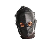 Real Leather Bondage Hood - Full Head Restraint Mask with Blindfold & Muzzle - Asylum Style