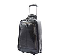 Real Leather Cabin Size Suitcase Wheeled Trolley Carry Case Newton Black