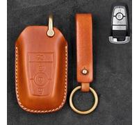 Real Leather Car Key Case Cover For Lincoln MKC MKZ MKX Navigator Continental (Brown)