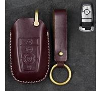 Real Leather Car Key Case Cover For Lincoln MKC MKZ MKX Navigator Continental (Coffee)