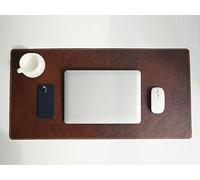 Real Leather Desk Mat, Large Office Keyboard Pad, Computer Gaming Mouse Pad, Desk Writing Mat for Home Office Protection and Decor(Redbrown,120x60cm)
