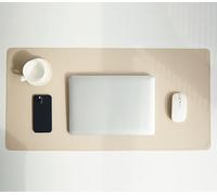 Real Leather Desk Mat, Large Office Keyboard Pad, Computer Gaming Mouse Pad, Desk Writing Mat for Home Office Protection and Decor(OffWhite,120x60cm)