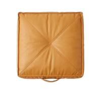 Real Leather Floor Seat Pad Yoga Meditation Cushion - Square Floor Pillow Seating for All Ages - Portable Indoor Outdoor Home Garden (Tan, One Siz)