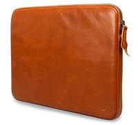 Real Leather Laptop Case/Zipped Folio Bag with Inner Pocket & Wool Lining Compatible with Apple Macbook, HP, Dell, Asus, Levovo (14 Inch - Tan)