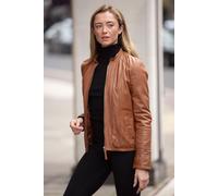 Real Leather Mandarin Collar Jacket Ashwood Leather Tan 16