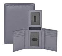 Real Leather Mens Trifold Wallet RFID Blocking Slim Minimalist Front Pocket - Thin & Stylish with ID Window in Gift Box, Nappa Grey, Trifold