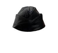 Real Leather Military Triangle Cap Black Leather Army Hat Gay Fetish Size L-58cm
