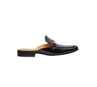 Real Leather Patent Half Shoes with Embossed Print XPOSED Black 8