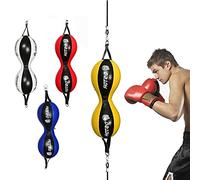 Real Leather Peanut Speed Ball Double End Dodge Bag MMA Punching Martial Arts Striking Speed Ball Muay Thai, MMA Training (Red)