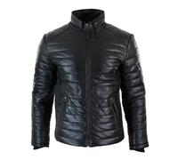 Real Leather Quilted Puffer Jacket TruClothing Black 5XL