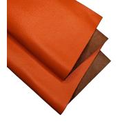 Real Leather Sheets | Full Grain Tooling Leather | 1.3-1.5mm Thick | Cowhide Leather Sheet for Leathercrafts, Repairing and Home Decor by Kozmo (Tangerine- Litchi Embossed, 12" X 12")