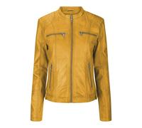 Real Leather Slim Fit Soft Zip Biker Style Jacket TruClothing Yellow XL