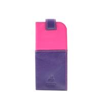 Real Leather Soft Slim Nappa Leather Glasses Case Cover With Tab Fastener HOL6011 Multi Colours Available (BERRY MULTI)