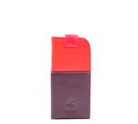 Real Leather Soft Slim Nappa Leather Glasses Case Cover With Tab Fastener HOL6011 Multi Colours Available (PLUM MULTI)
