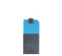 Real Leather Soft Slim Nappa Leather Glasses Case Cover With Tab Fastener HOL6011 Multi Colours Available (BLUE MULTI)