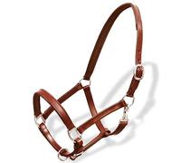 Real Leather Stable Headcollar Adjustable Brown Pony with Padded Noseband and Throat Strap for Safety and Comfort in Equestrian Sports and Training