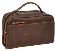 Real Leather Toiletries Wash Bag Travel Wrist Pouch Alexander (Rust Brown)