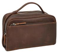 Real Leather Toiletries Wash Bag Travel Wrist Pouch Alexander (Rust Brown)
