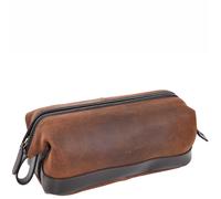 Real Leather Toiletry Wash Bag Travel Pouch Cash Vintage Brown House of Leather Brown Large
