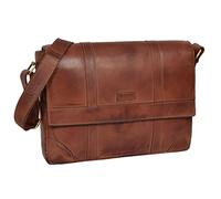 Real Leather Two Tone Messenger Bag Cross Body Organiser Laptop Satchel Randy Tan