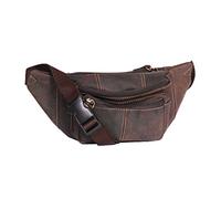 Real Leather Waist Bum Bag Slim Travel Money Pouch Pack Barcelona (Oil Brown)