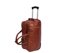 Real Leather Wheeled Holdall Duffel Bag Whitby Brown House of Leather Tan Small