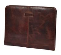Real Leather Zip Around A4 Folio Document Holder Detachable Ring Binder Brown