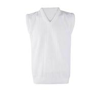 REAL LIFE FASHION LTD Adult Ribbed Knitted 7G Soft Warm Cardigan Top Mens White Sleeveless Sweater Top Knitted Bowling Jumper Top Adult Long Sleeves Winter Sweater