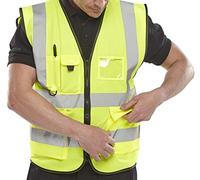 REAL LIFE FASHION LTD Adults Hi Vis Safety Vest Top Mens High Visibility Reflective Tape Zip Up Waistcoat Sleeveless High Executive Pocket Vest Construction Work Wear Hi Vis Jacket Plus Size S-5XL