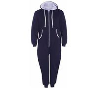 REAL LIFE FASHION LTD Womens Nightwear Warm Jumpsuit Mens Hooded Onsie1 Suit Unisex All In One Thermal Suit Playsuit Navy X-Large