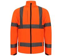 REAL LIFE FASHION LTD Adults Zip Up Hi Vis Turtle Neck Sweater Long Sleeve Soft Shell Work Jacket Mens High Visibility Coats Unisex Utility Work Hi Viz Reflective Tape Sweatshirt (Orange 4X-Large)