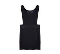 REAL LIFE FASHION LTD. Girls Uniform Pleated Pinafore Bib Dress Childrens Plain Deep Round Neck Dress#(Black Plain Deep Round Neck Bib Dress#8-9 Years#Girls)
