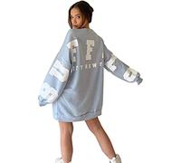 REAL LIFE FASHION LTD Ladies Buffalo New York Slogan Long Sleeve Casual Crew Neck Sweatshirt Women’s Pullover City New York Buffalo Slogan Print Oversized Jumper Baggy Tops (Sky Blue, UK 18)