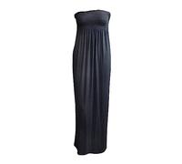 REAL LIFE FASHION LTD Womens Sleeveless Plain Sheering Bandeau Boobtube Long Maxi Dres#(Black Dress#UK 20-22#Womens)