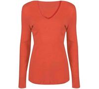 Real Life Fashion LTD Ladies Long Sleeve Basic Tee Top V Neck Classic Shirt Office Formal Blouse Top Womens Casual Plain Wear Slim Fit Tunic Shirt V Neck Plain Tunic Shirts Tunic Top Coral