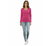 Real Life Fashion LTD Ladies Long Sleeve Basic Tee Top V Neck Classic Shirt Office Formal Blouse Top Womens Casual Plain Wear Slim Fit Tunic Shirt V Neck Plain Tunic Shirts Tunic Top Fuchsia
