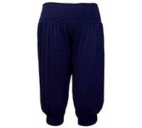 REAL LIFE FASHION LTD Ladies Loose Fit Yoga Pants ¾ Alibaba Trouser Summer Wear Cuffed Pants Womens Casual Wear Lounge Trousers Arabic Belly Dancer Pants Egyptian Dance Leggings Navy UK 24-26