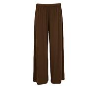 REAL LIFE FASHION LTD Ladies Plain Flared Trouser Womens Wide Leg Full Length Trouser Fancy Party Stretchy Palazzo Elasticated Waist Stretchy Pant Trouser Plus Size Brown
