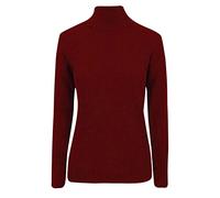 REAL LIFE FASHION LTD. Ladies Plain Long Sleeve Ribbed Turtle Roll Neck Knitted Top Womens Warm Sweater#(Wine Ribbed Polo Neck Jumper#UK 26-28#Womens)