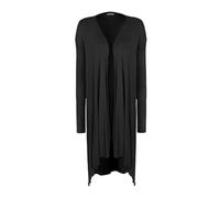 REAL LIFE FASHION LTD Ladies Plus Size Casual Wear Long Sleeve Hanky Hem Top Open Front Waterfall Cardigan Women's Long Sleeve Lightweight Outerwear Party Wear Long Sweater Top Black UK 26-28