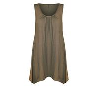 REAL LIFE FASHION LTD Ladies Sleeveless Hanky Hem Top Women Plain Gathered Top Scoop Neck Tunic Shirt Flared Vest Top Mocha