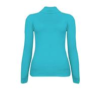 REAL LIFE FASHION LTD Ladies Turtle Neck Rib Knit Jumper Long Sleeve High Polo Neck Top Womens Winter Fashion Tunic Formal Casual Wear Ribbed Sweater Top (Turquoise UK 12-14)